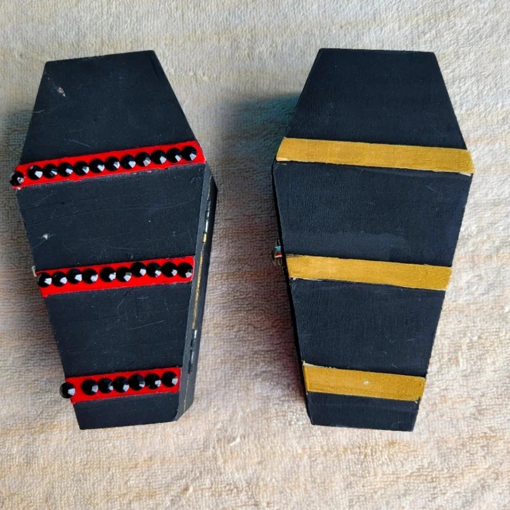Set of two hand painted wooden coffins Party Decorations Loot bags